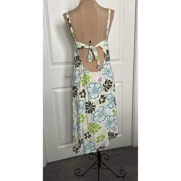 Tiki Palm Women White Floral Slip Style Asymmetrical Hem Cocktail Dress Size S - Picture 2 of 8